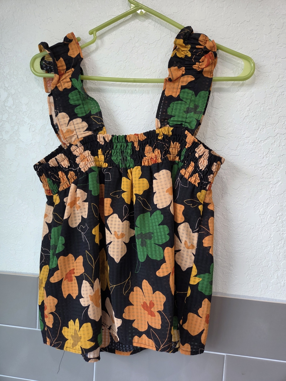 Who What Wear Target Black Floral Smocked Tank Top